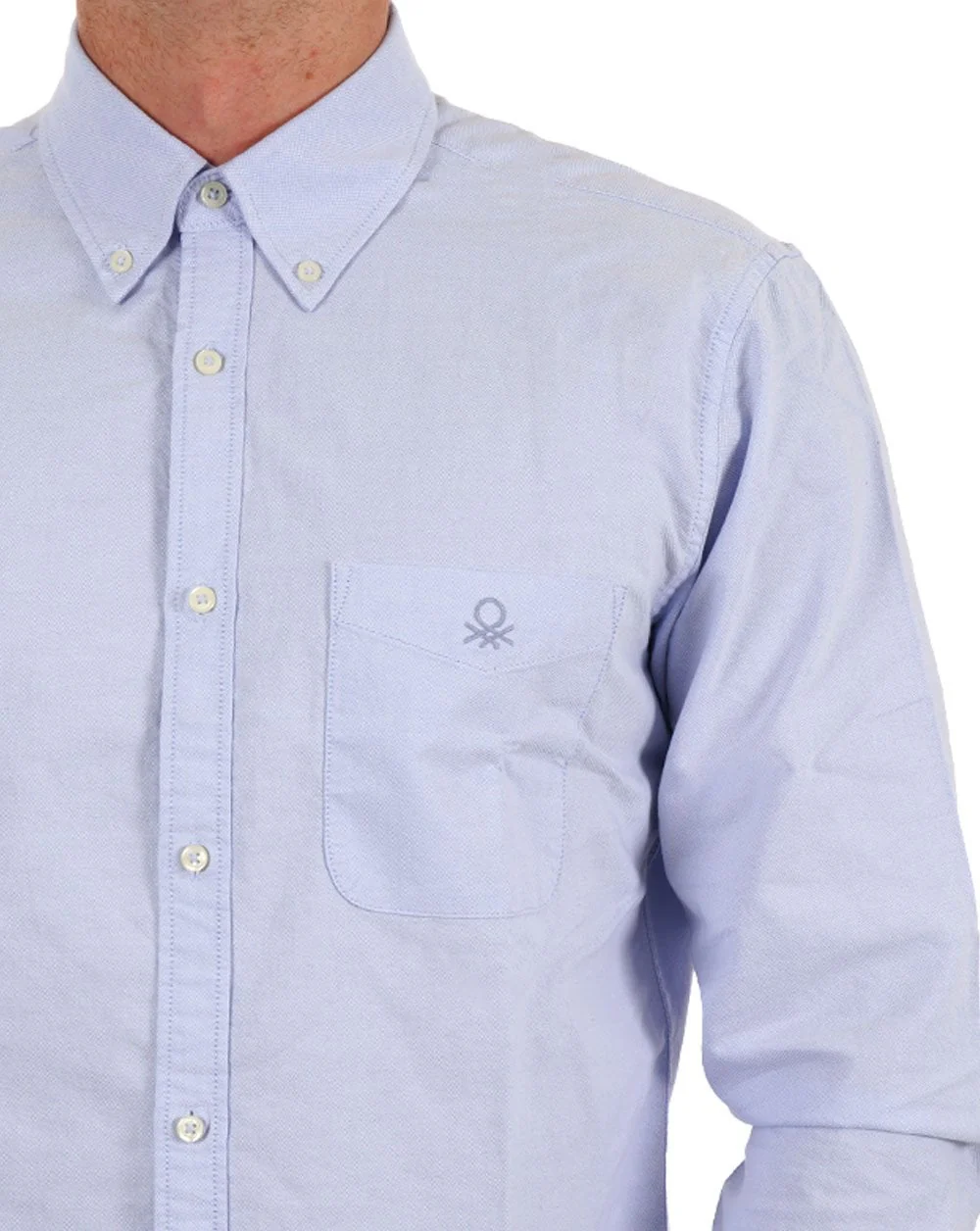 Benetton Oxford Cotton Shirt Light Blue - Image 2