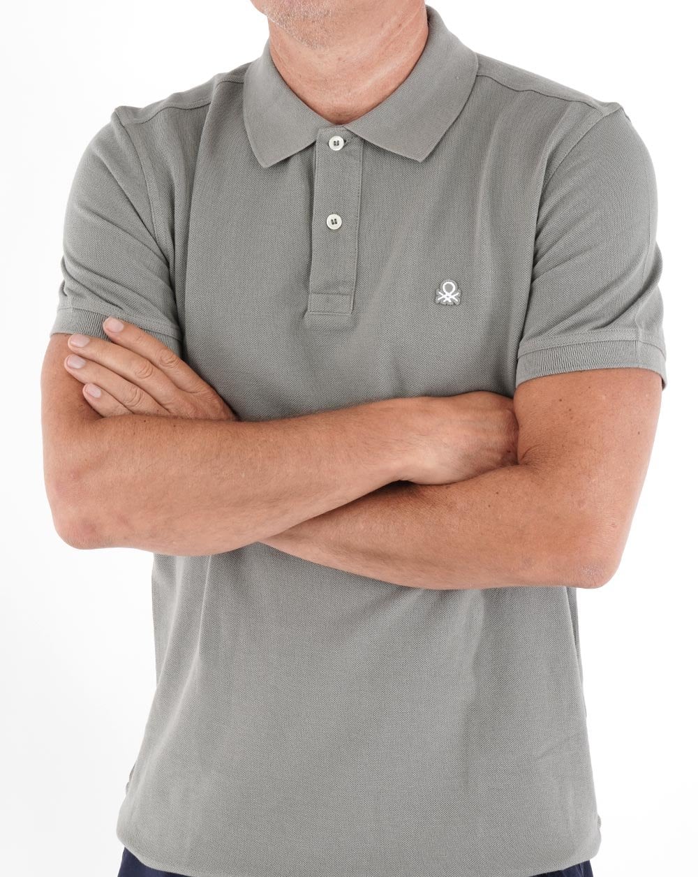Benetton Polo Shirt Dark Grey - Image 3