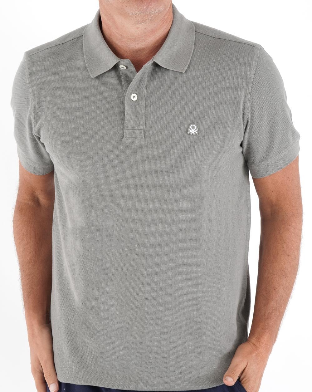 Benetton Polo Shirt Dark Grey - Image 4