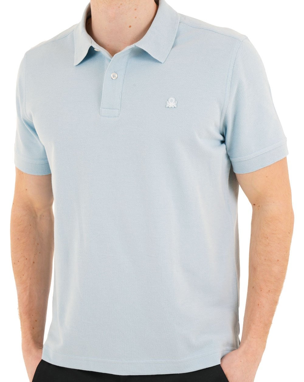 Benetton Polo Shirt Light Blue-Grey - Image 3