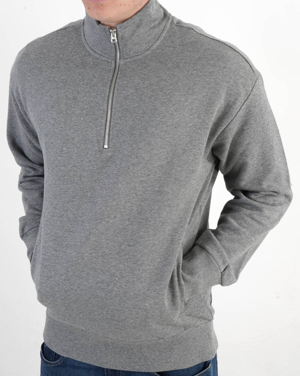 Benetton Quarter Zip Sweatshirt Grey - Image 2