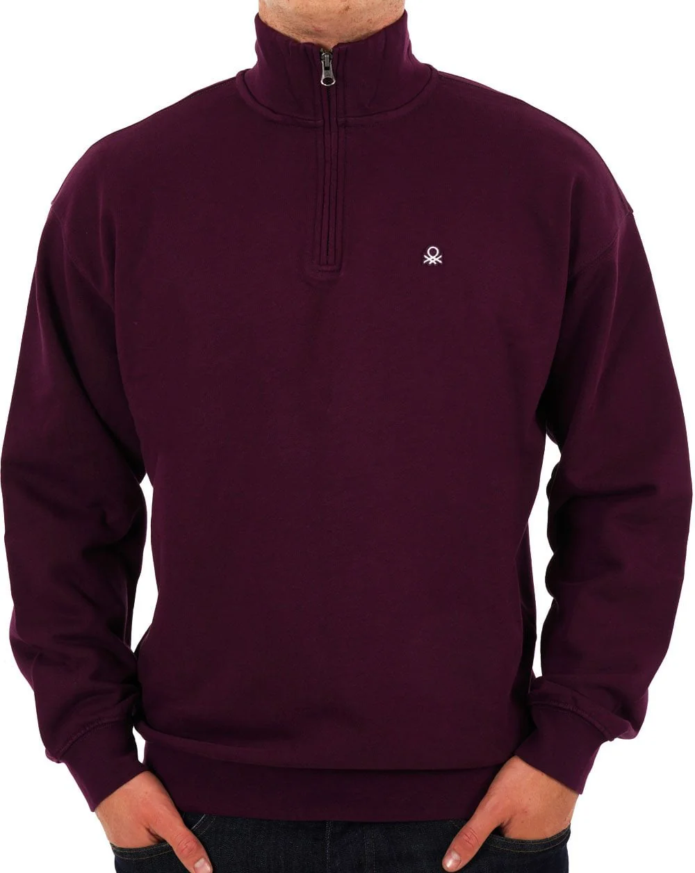 Benetton Quarter Zip Sweatshirt Plum - Image 2