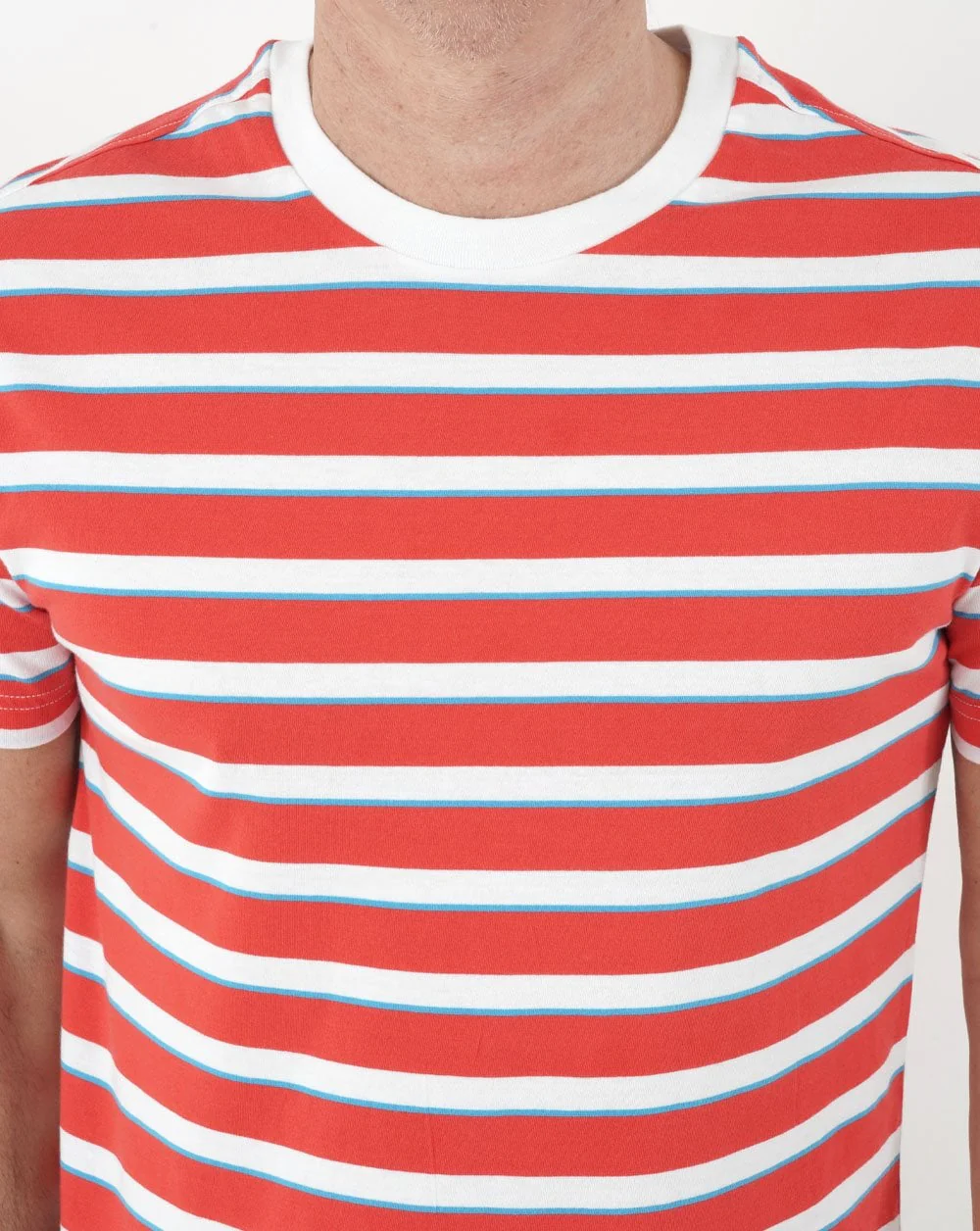 Benetton Stripe Crew Neck T-shirt Red - Image 2