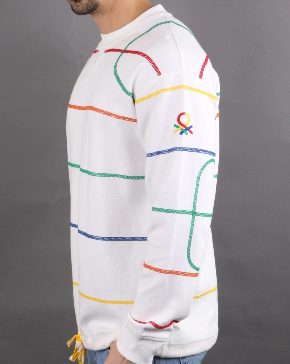 Benetton Striped Sweatshirt Off White - Image 2