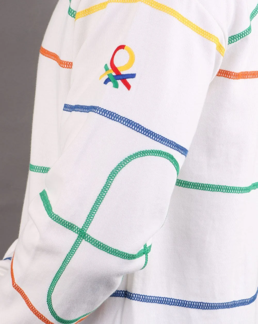 Benetton Striped Sweatshirt Off White - Image 5