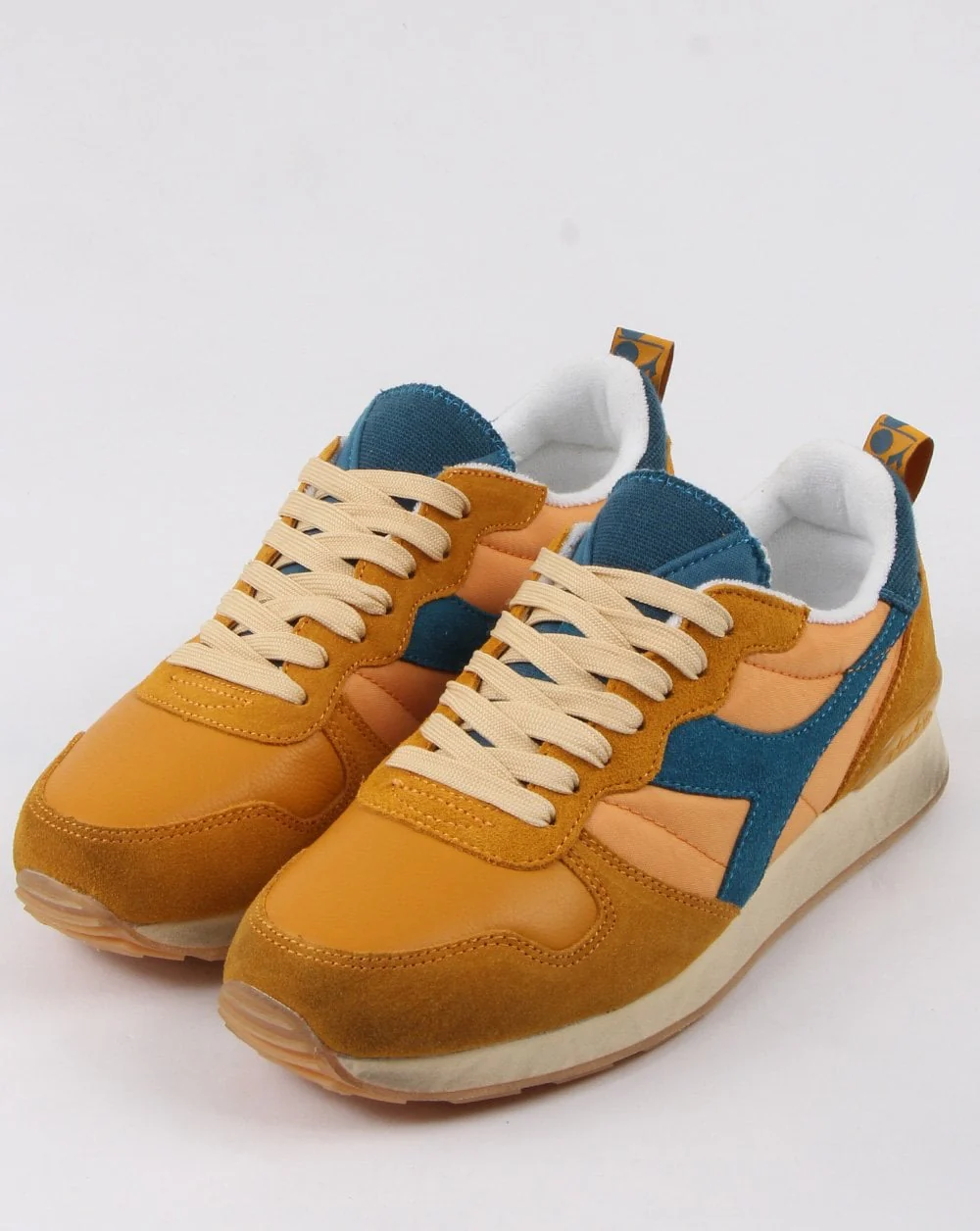 Diadora Camaro Vintage Trainers Mustard Yellow- Blue - Image 3