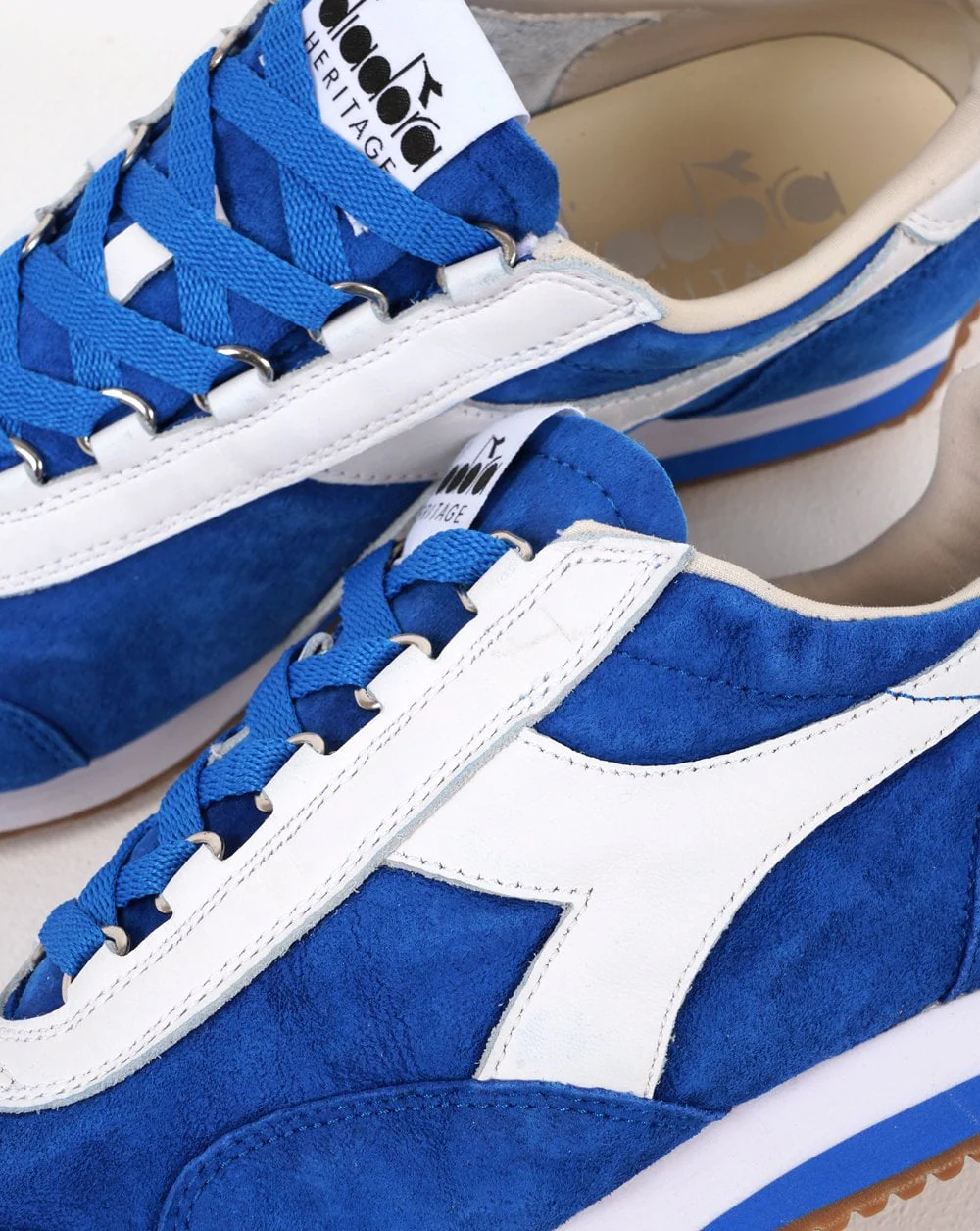 Diadora Equipe 75 Stone Washed Suede Trainers Micro Blue - Image 3