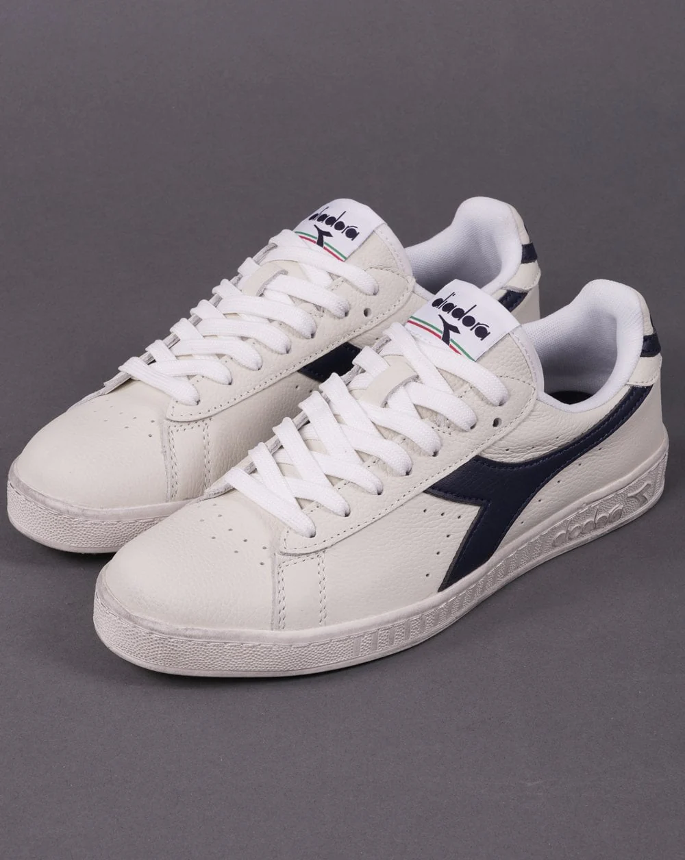 Diadora Game L Low Waxed Trainer White Navy - Image 3