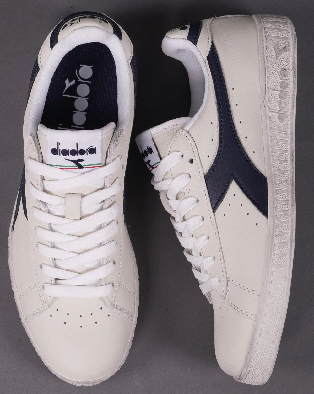 Diadora Game L Low Waxed Trainer White Navy - Image 4