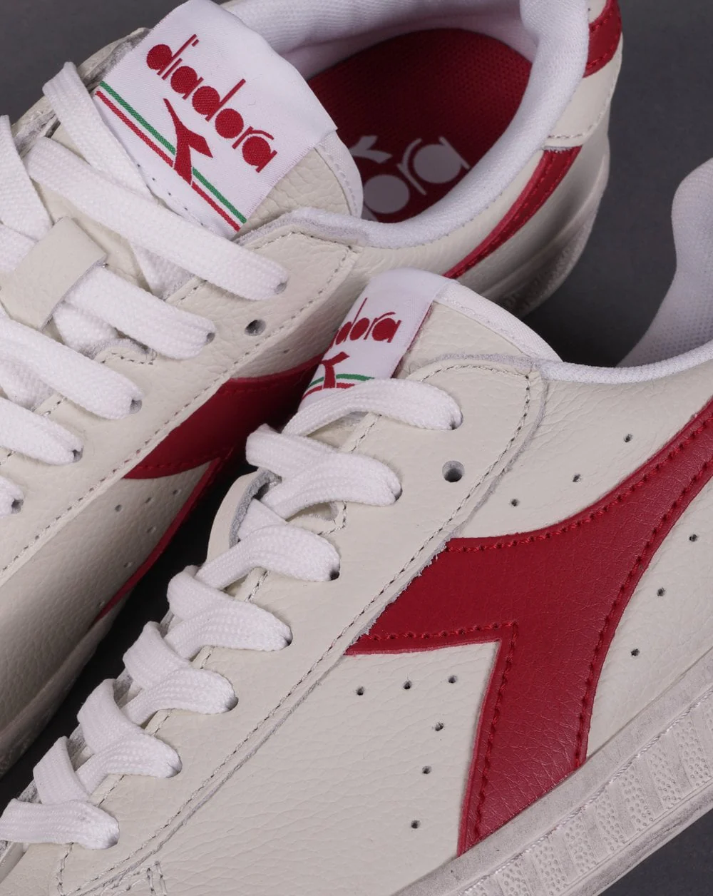 Diadora Game L Low Waxed Trainer White/Red - Image 2