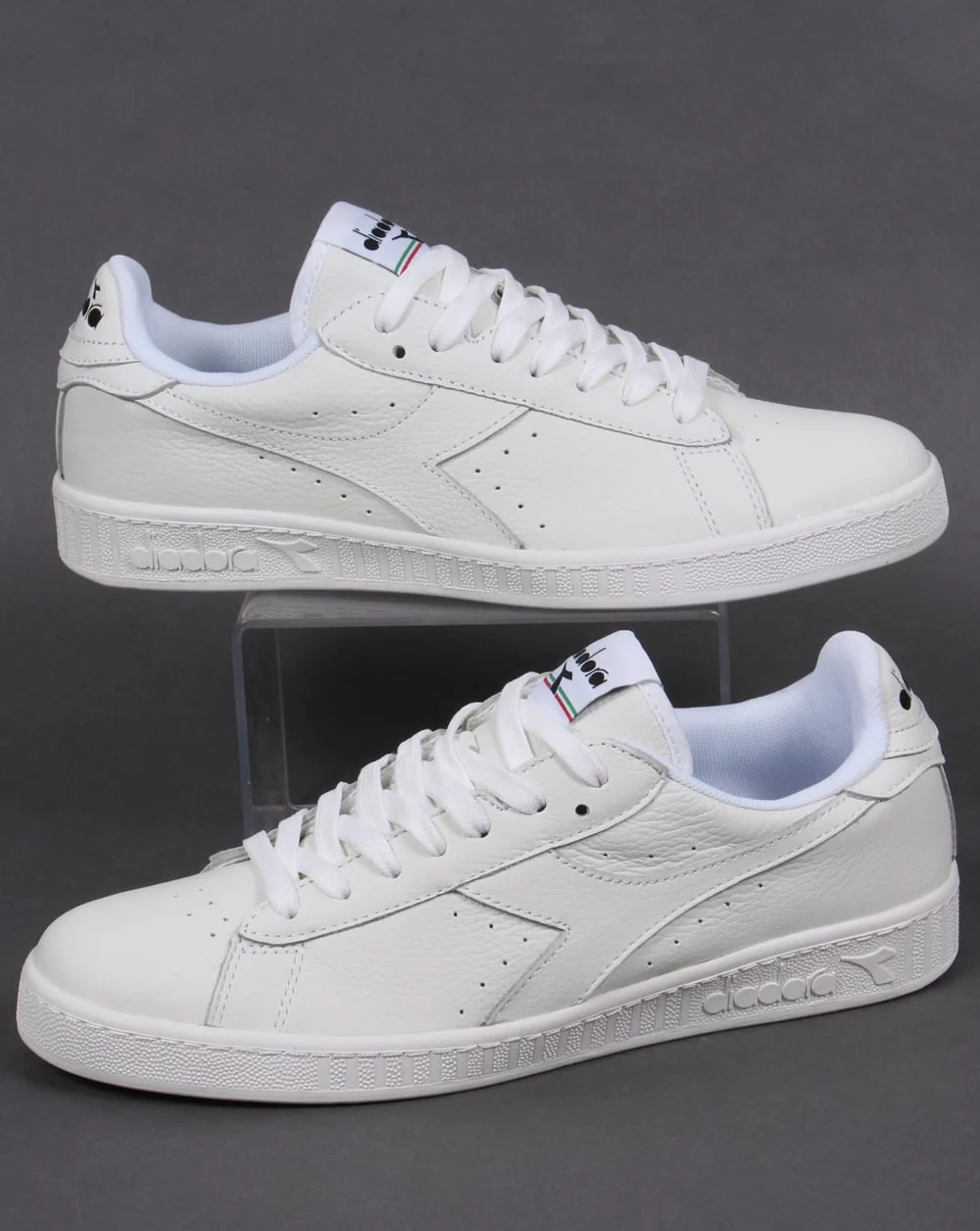 Diadora Game Low Waxed Trainers White/White/Black