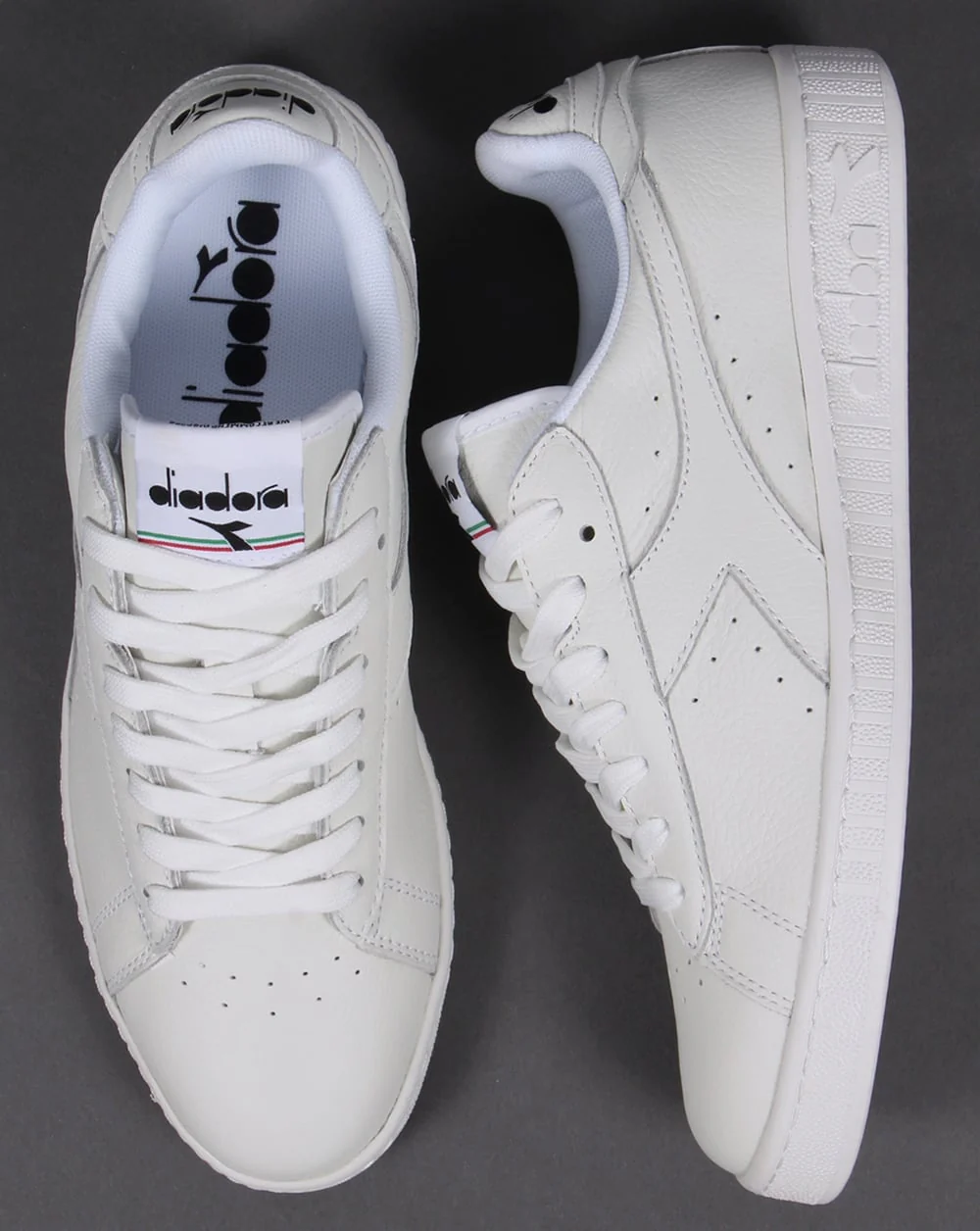 Diadora Game Low Waxed Trainers White/White/Black - Image 2