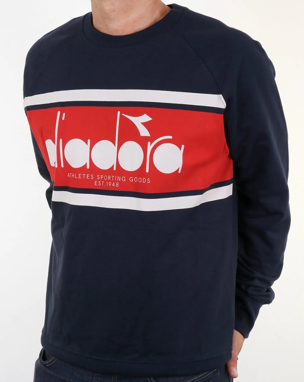 Diadora Logo Sweatshirt Navy/Red/White - Image 2