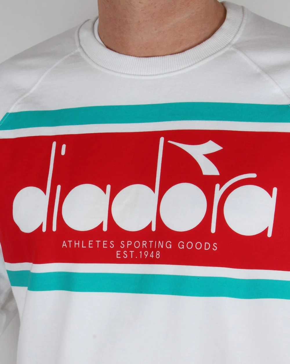 Diadora Logo Sweatshirt White/Green Ceramics - Image 2