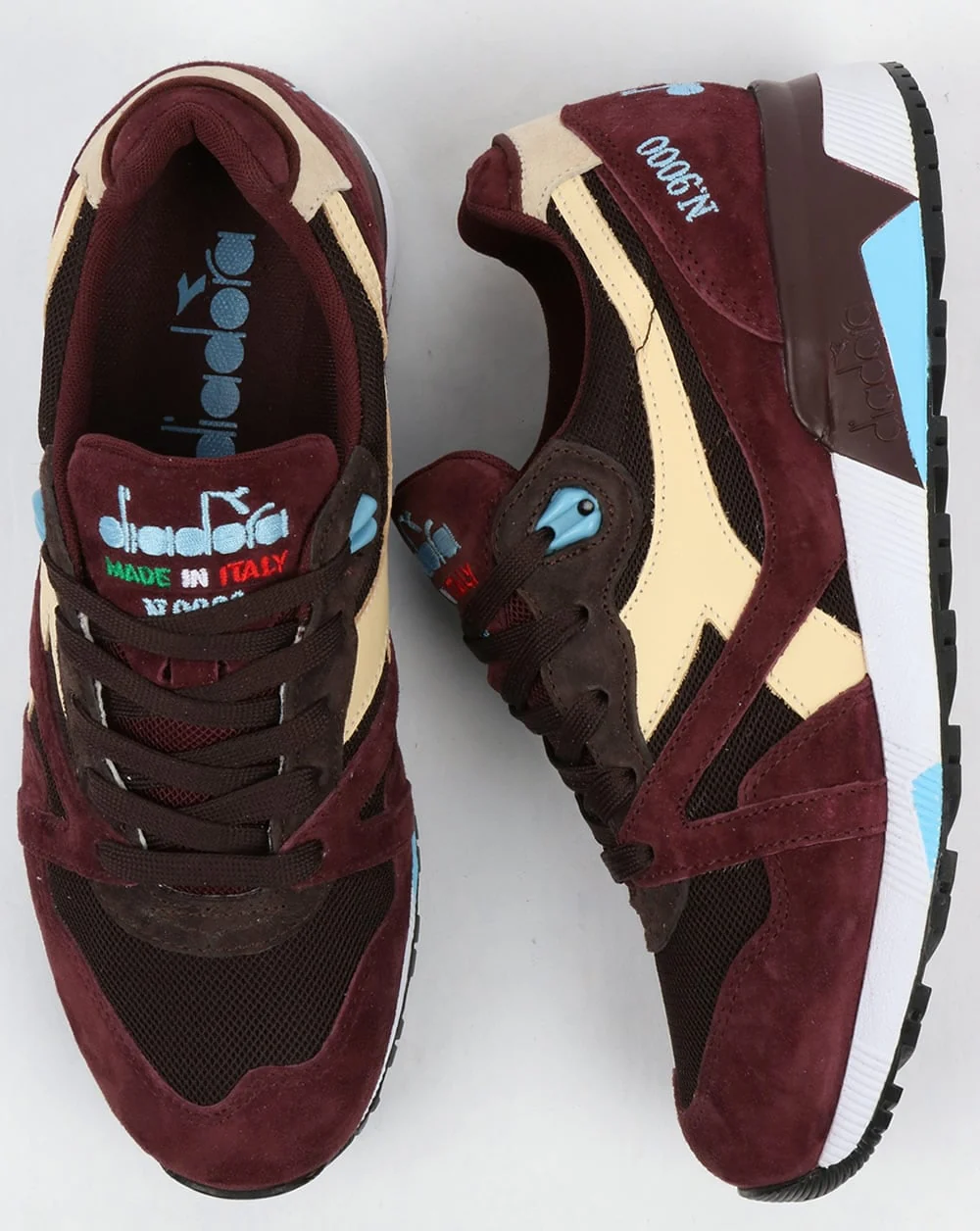 Diadora N9000 Italia Trainers Burgundy/Chocolate - Image 2