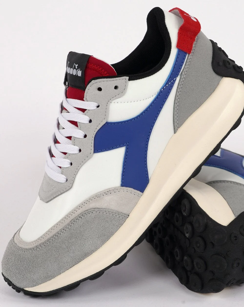 Diadora Race NYL Trainer White Grey Blue - Image 2