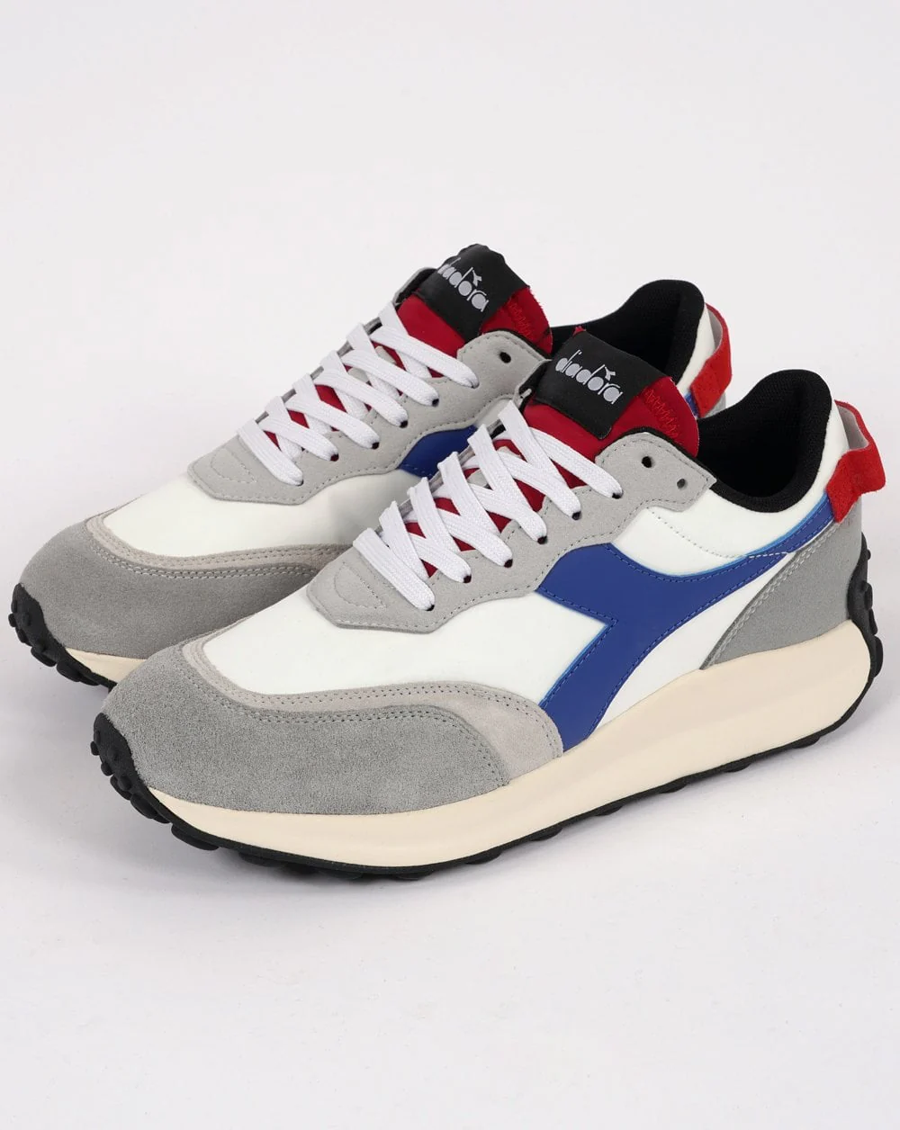 Diadora Race NYL Trainer White Grey Blue - Image 3