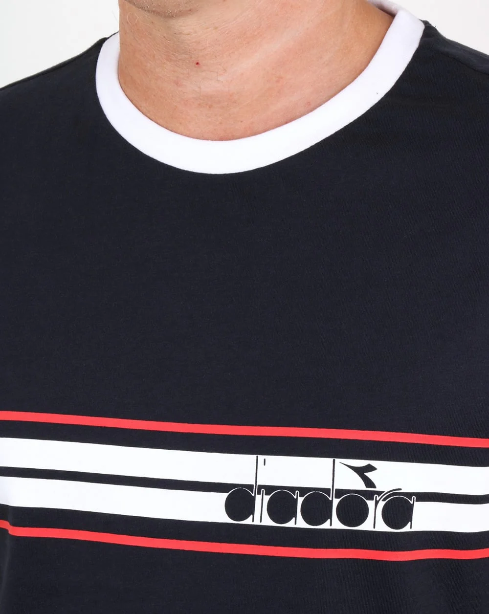 Diadora Ringer T Shirt Navy Blue - Image 2