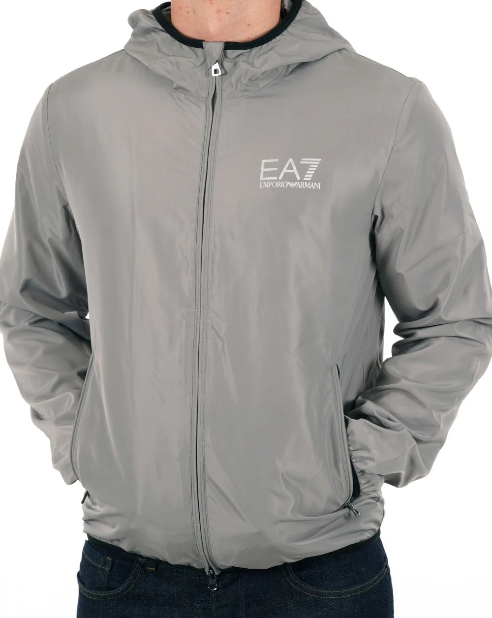EA7 Core Identity Hooded Jacket Grey Flannel - Image 3
