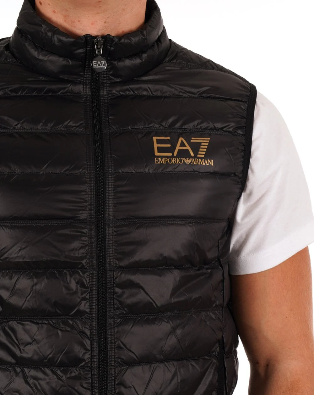 EA7 Core Logo Down Vest - Black/Gold - Image 2