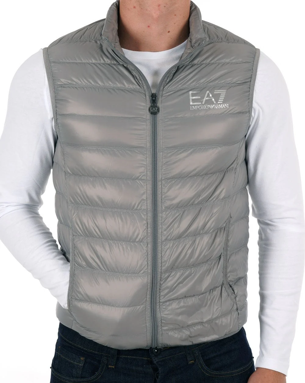 EA7 Core Logo Down Vest Grey - Image 3