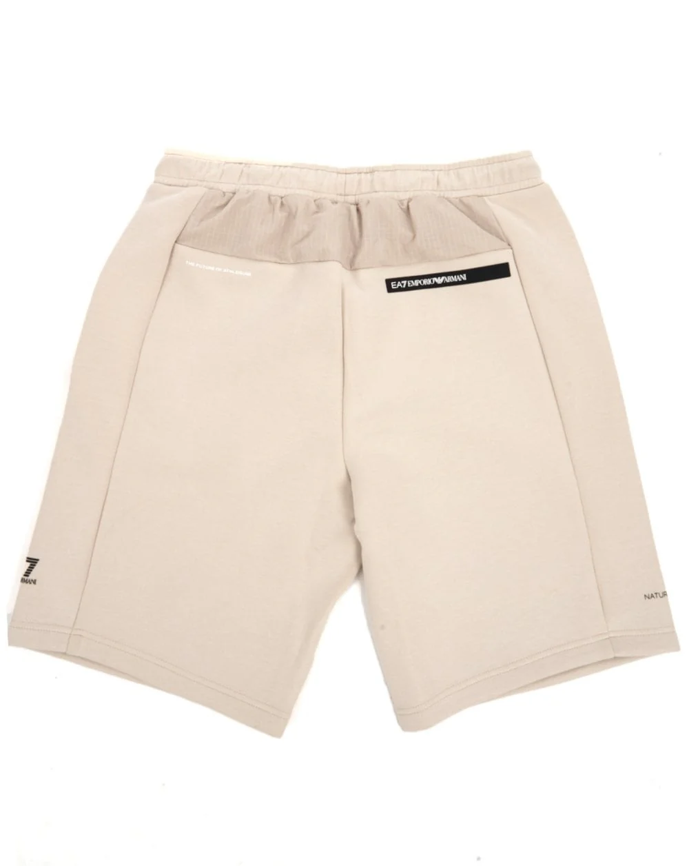 EA7 Cotton Blend Athletic Mix Bermuda Shorts Stone - Image 3