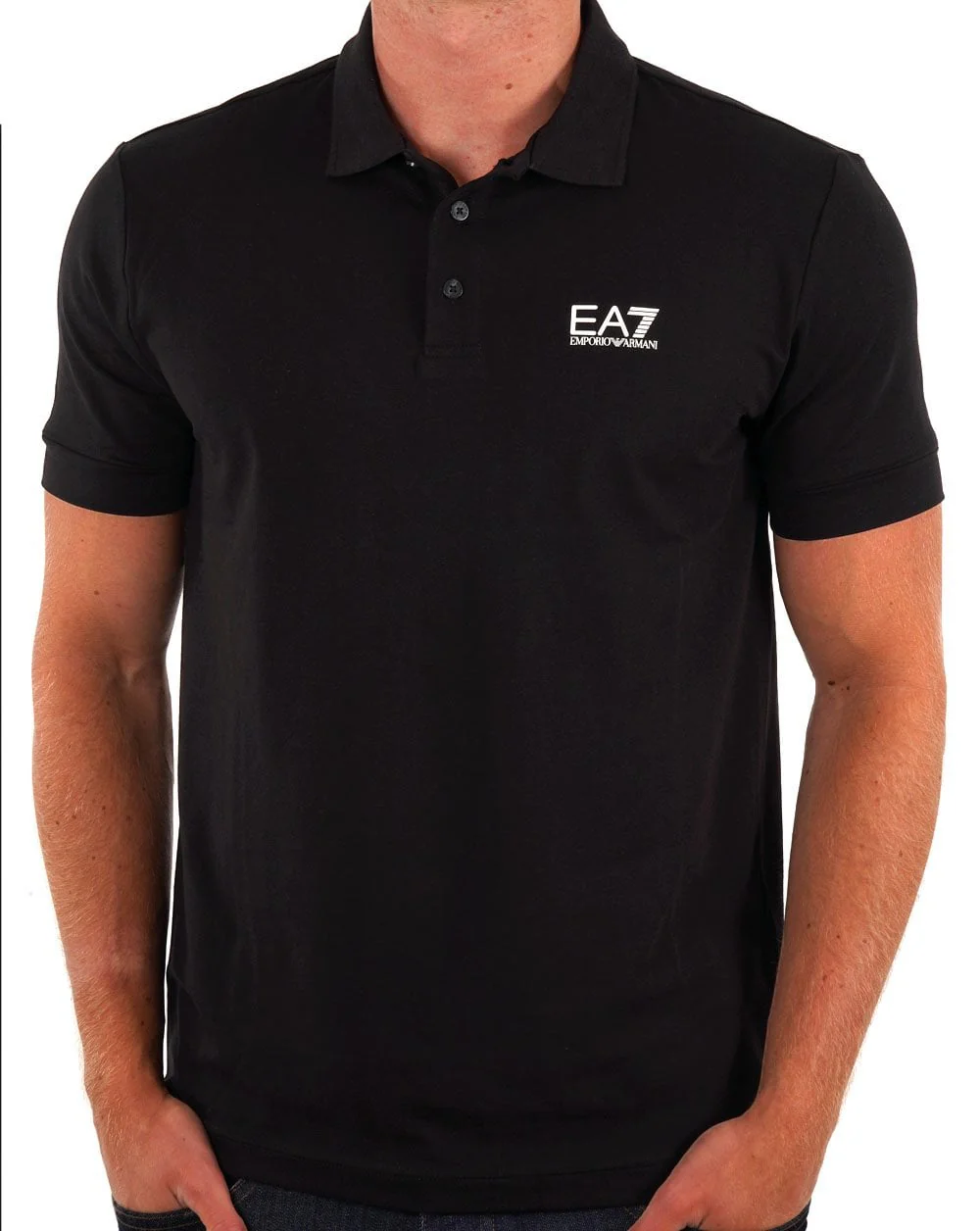 EA7 Emporio Armani Polo Shirt Black/White - Image 3