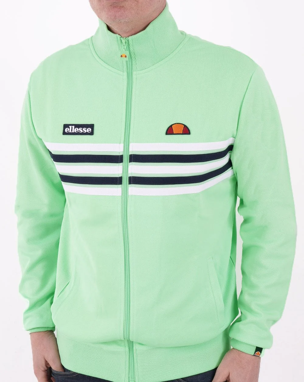 Ellesse 5 Stripe Track Top Fresh Lime - Image 2