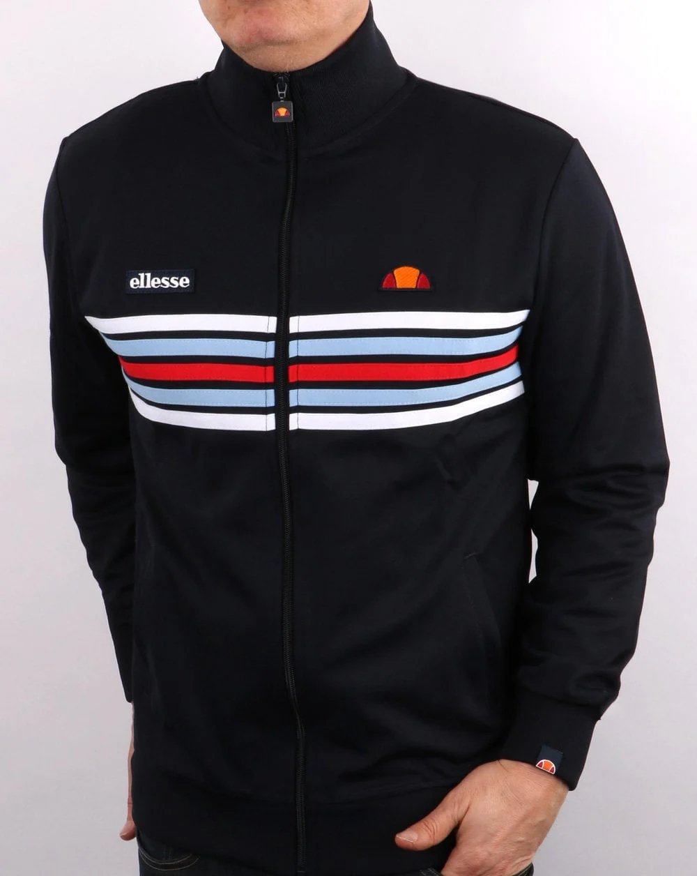 Ellesse 5 stripe Track Top Navy - Image 2