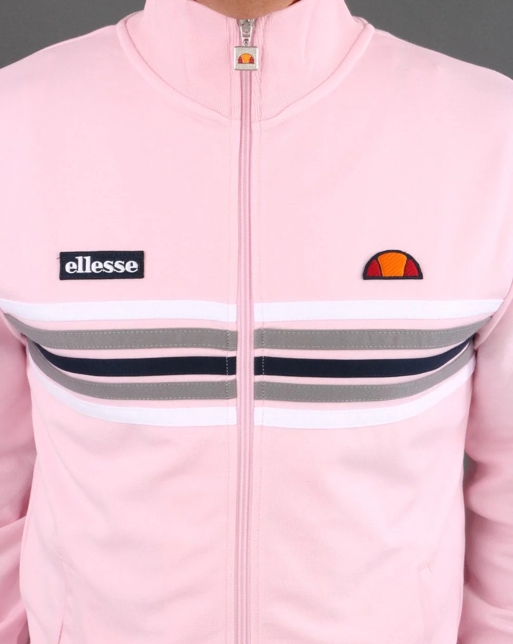 Ellesse 5 Stripe Track Top Pink - Image 3