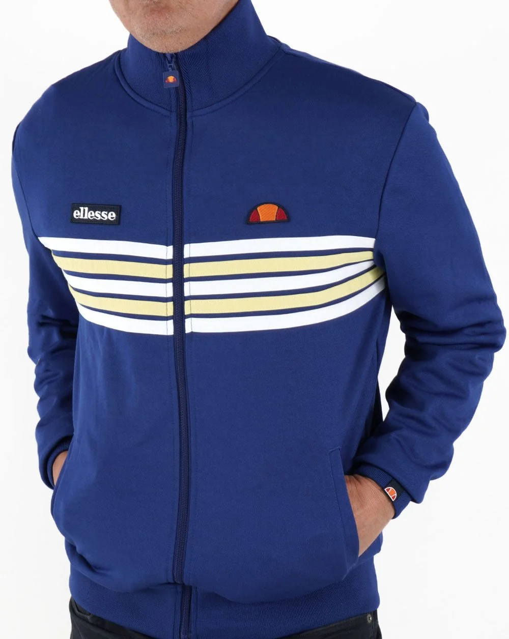 Ellesse 5 Stripe Track Top Royal White/Yellow - Image 2