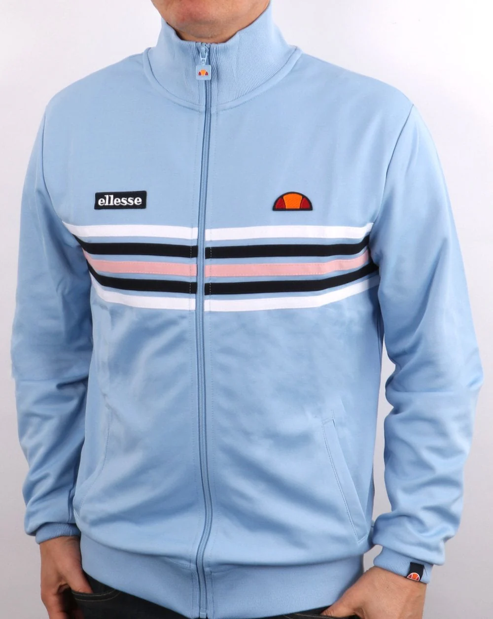 Ellesse 5 Stripe Track Top Sky Blue - Image 2