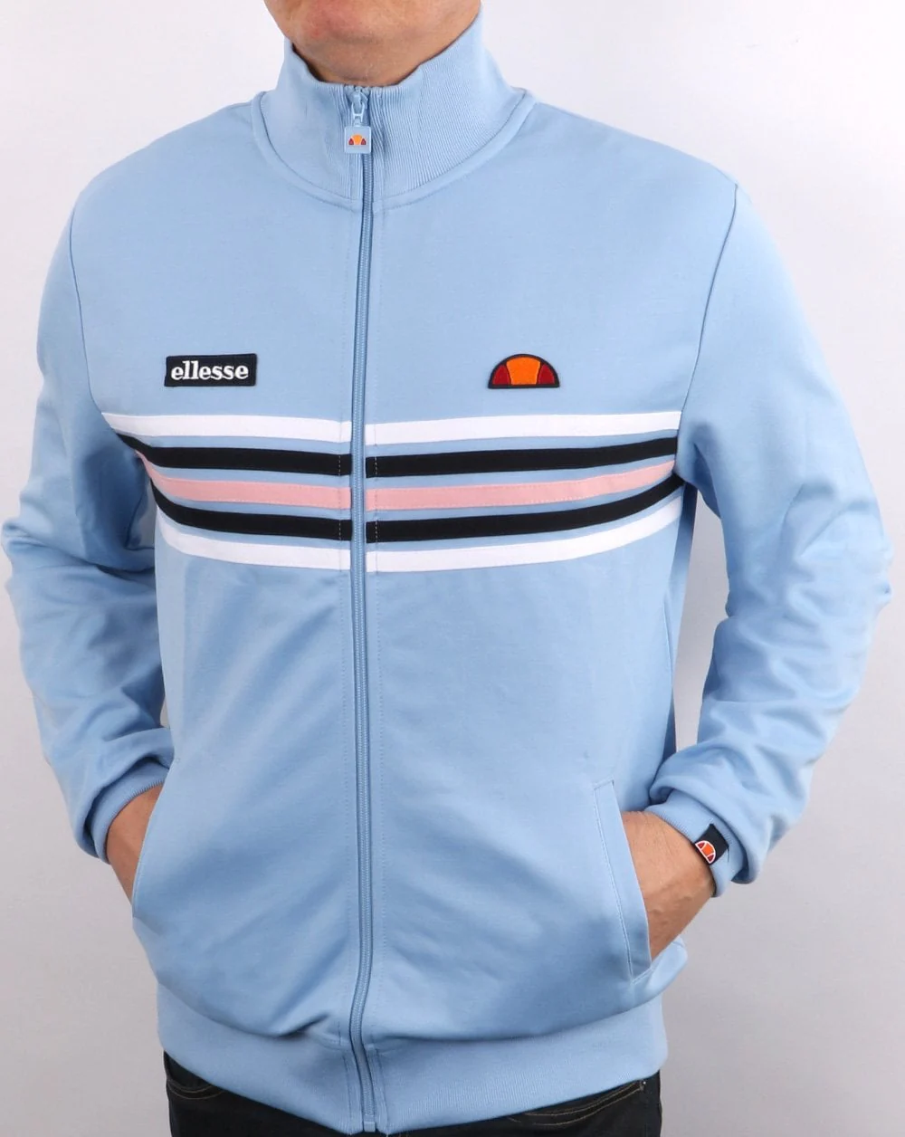 Ellesse 5 Stripe Track Top Sky Blue - Image 3