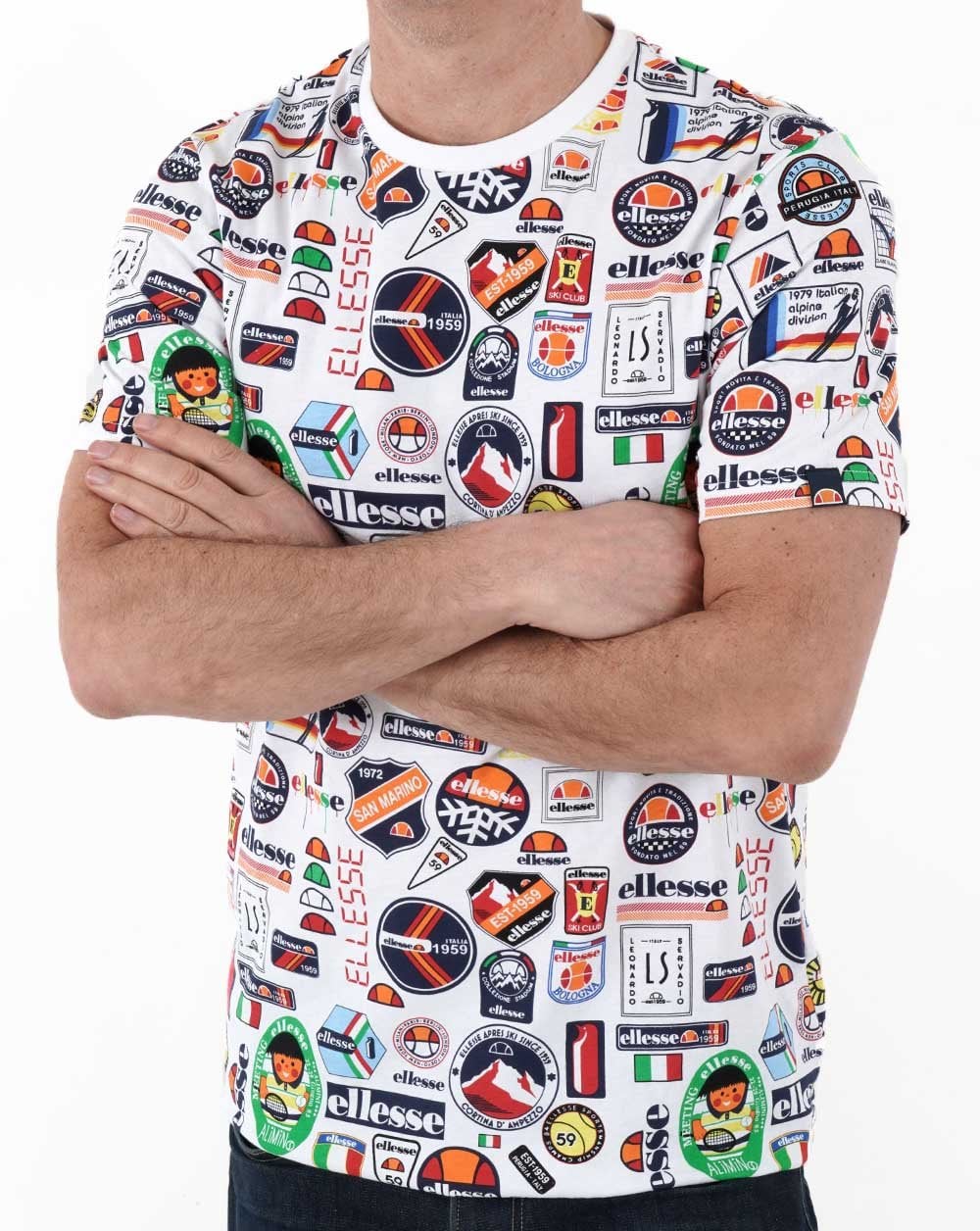 Ellesse Badged T Shirt White/Multi - Image 3