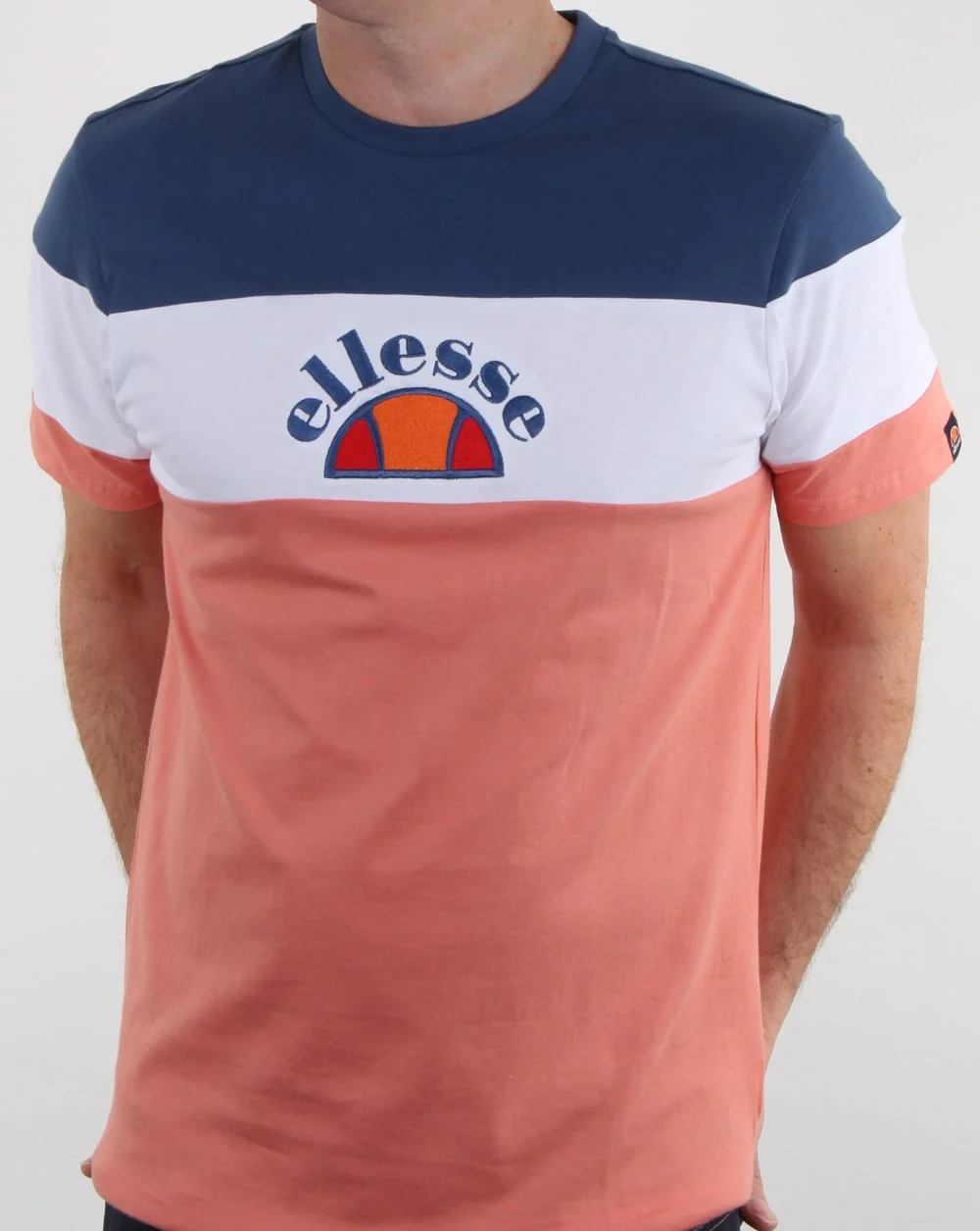 Ellesse Block T Shirt Peach/white/blue - Image 4