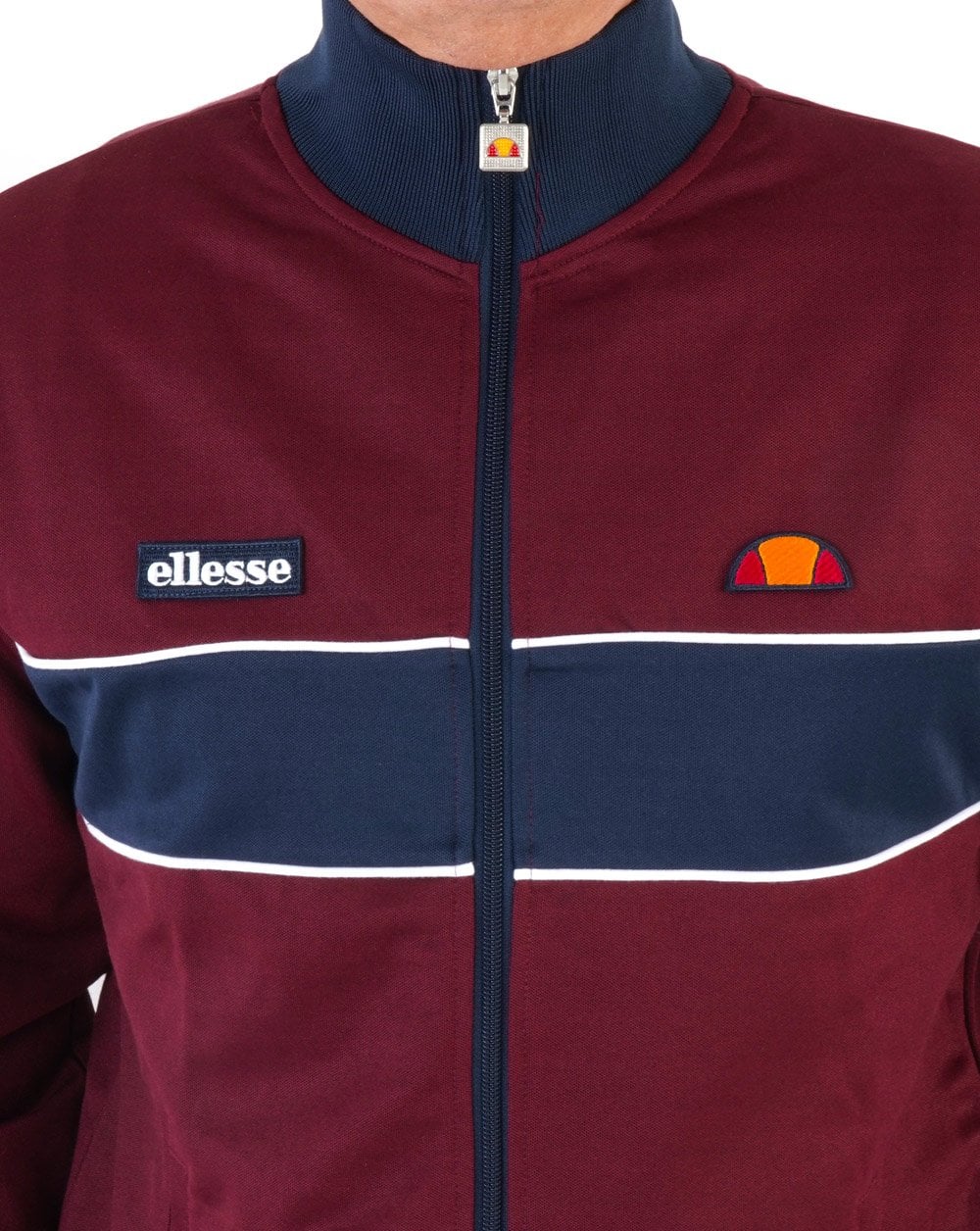 Ellesse Chest Panel Track Top Burgundy/Navy - Image 3