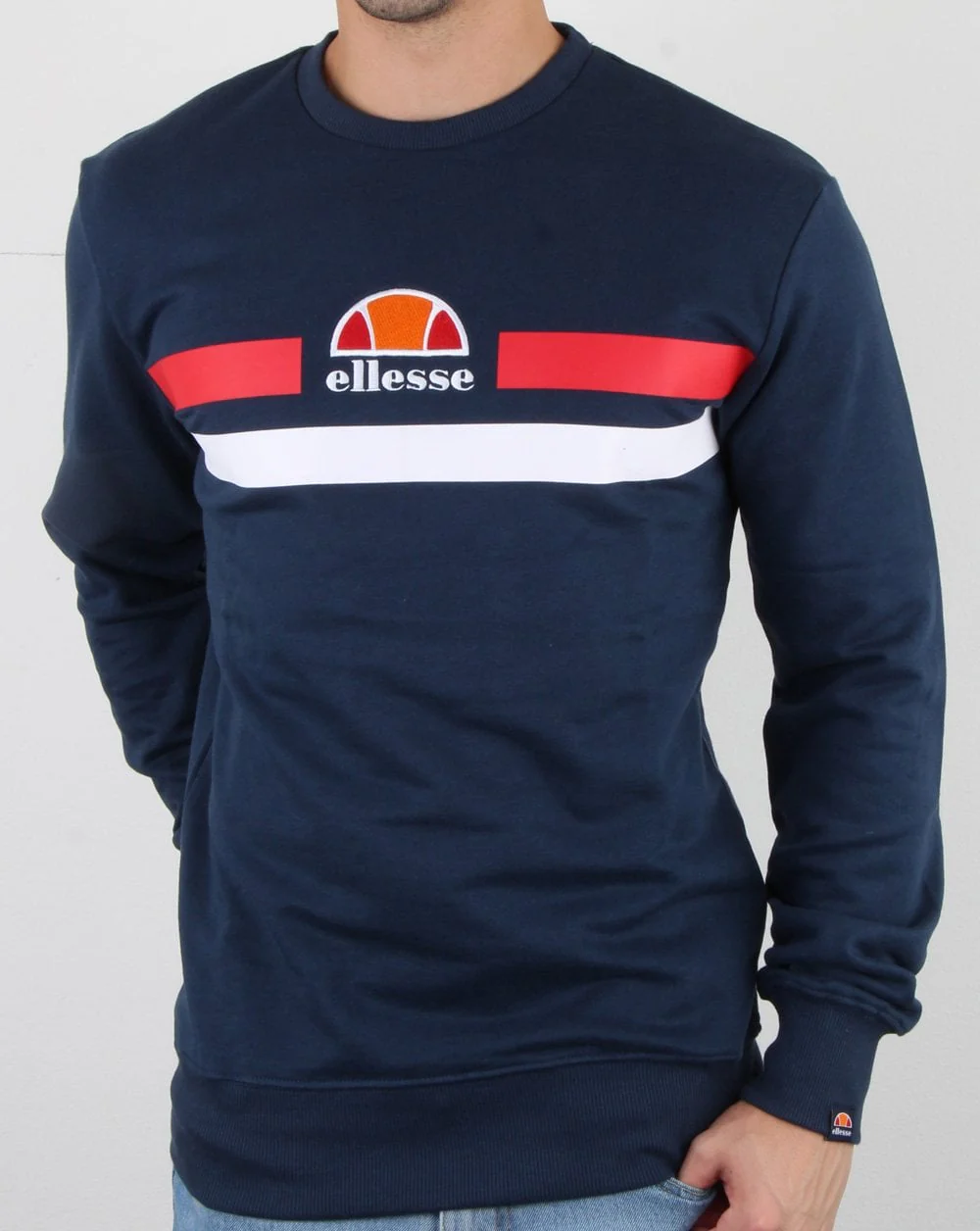 Ellesse Duo Stripe Sweatshirt Navy - Image 2