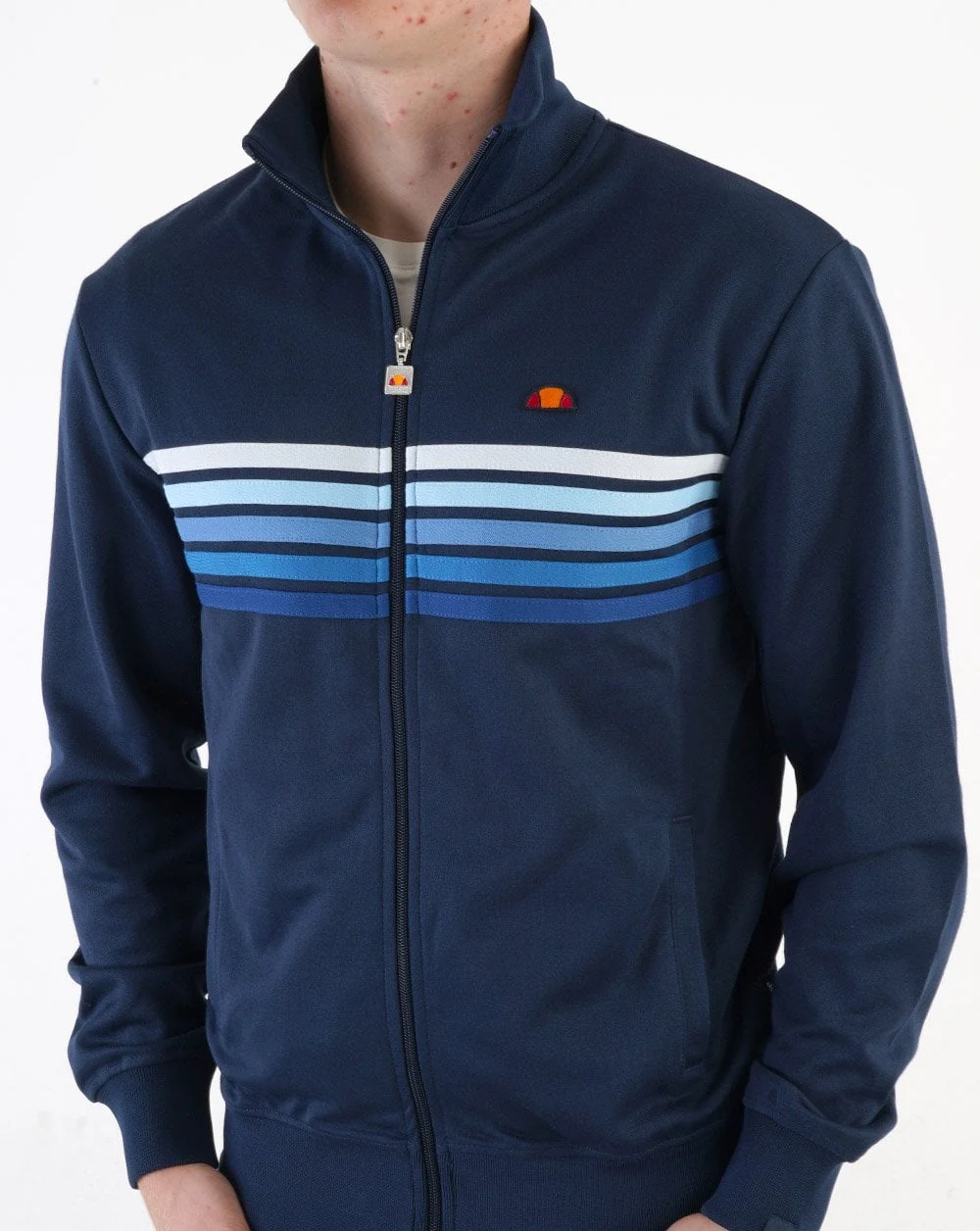 Ellesse Faded Multi Stripe Track Top Navy - Image 2