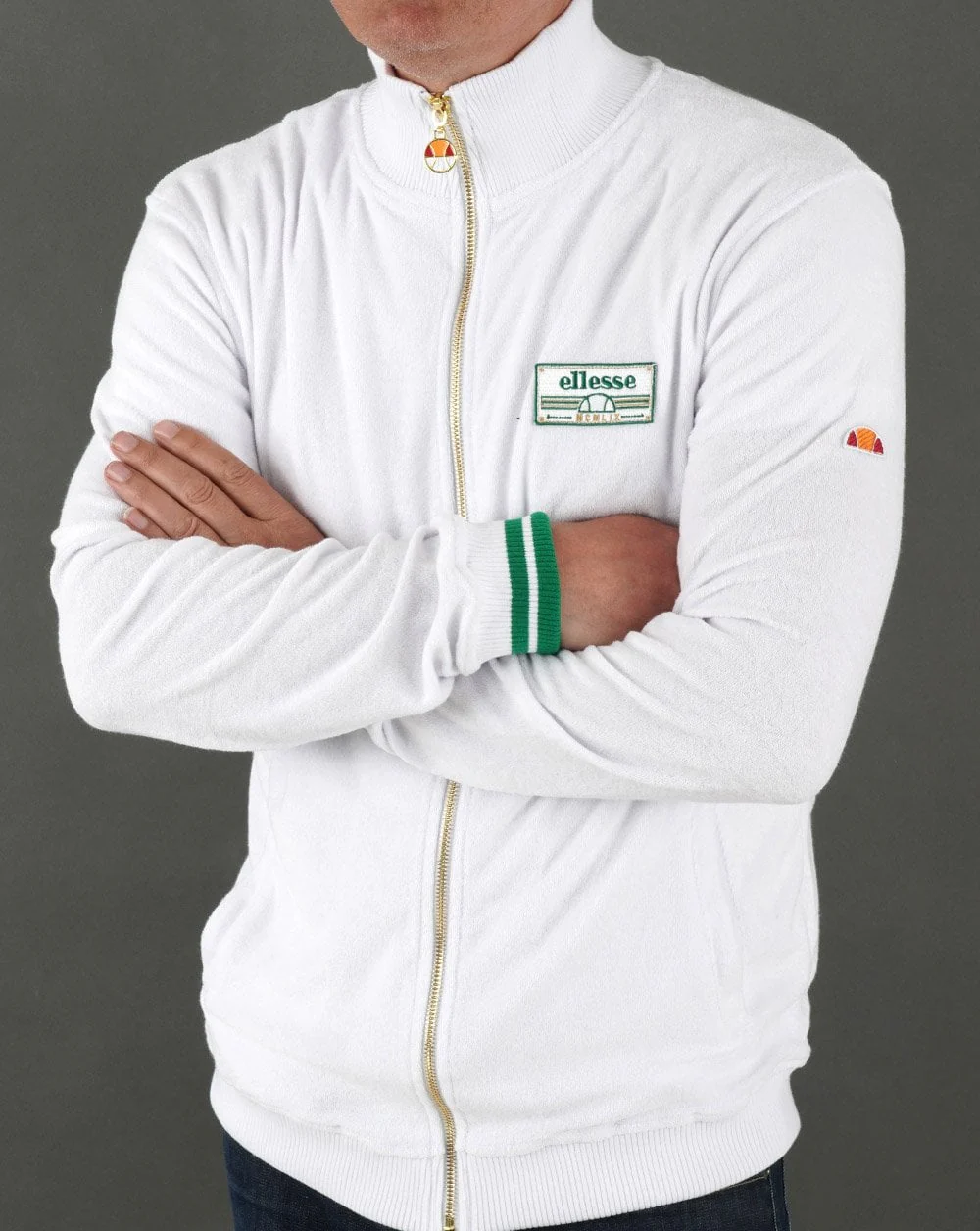 Ellesse Fallo Towelling Track Top White - Image 3