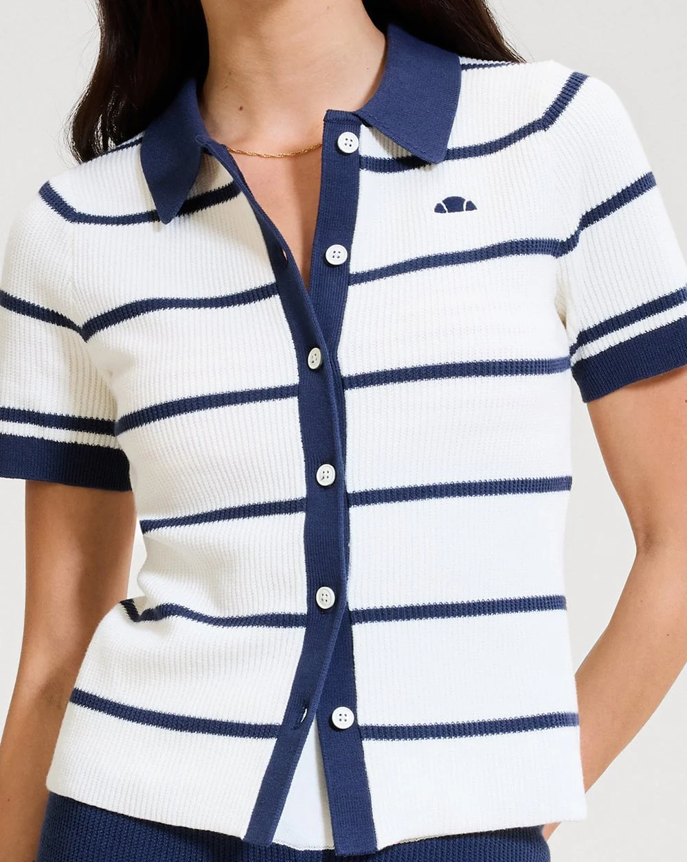 Ellesse Framura Knit Polo Off White/Dark Blue - Image 2