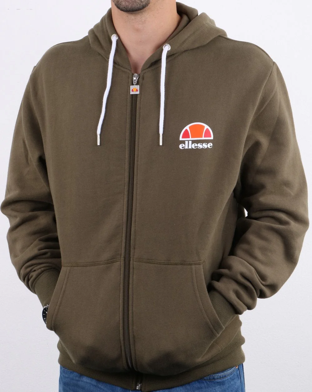 Ellesse Full Zip Hoody Khaki - Image 3