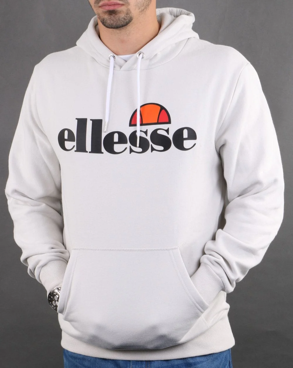 Ellesse Logo Hoody Light Grey - Image 3