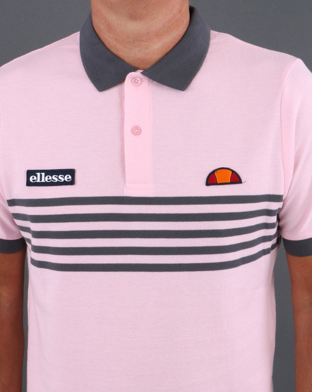 Ellesse Multi Stripe Polo Shirt Pink - Image 2