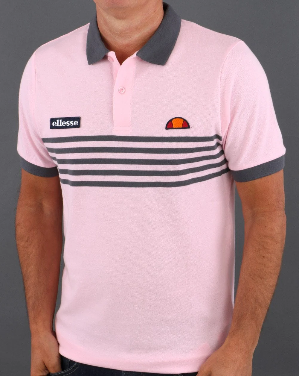 Ellesse Multi Stripe Polo Shirt Pink - Image 4