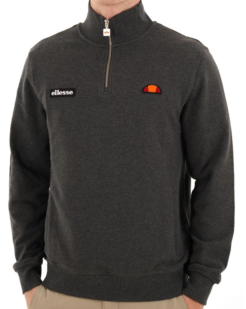 Ellesse Pelegrini 1/4 Zip Sweat Charcoal Marl - Image 2