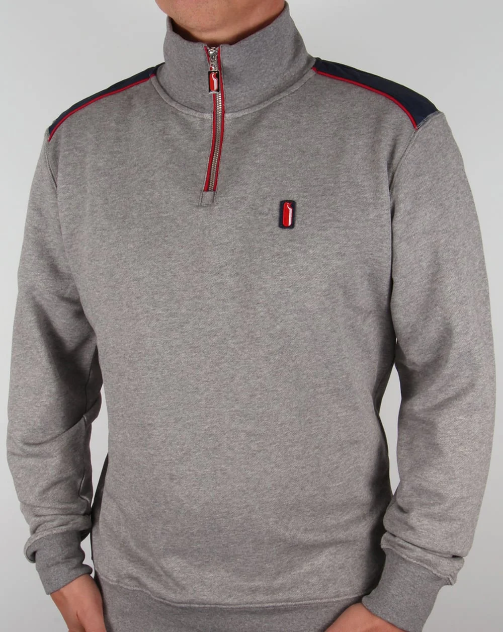 Ellesse Penguin Quarter Zip Sweat Jumper Charcoal Marl - Image 2