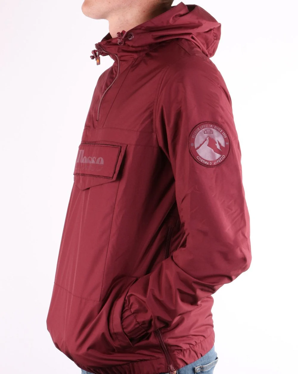 Ellesse Quarter Zip Jacket Burgundy - Image 3