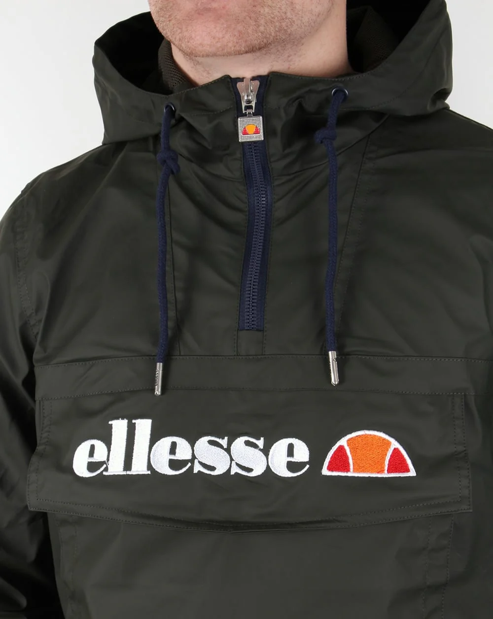 Ellesse Quarter Zip Smock Jacket Deep Khaki - Image 2