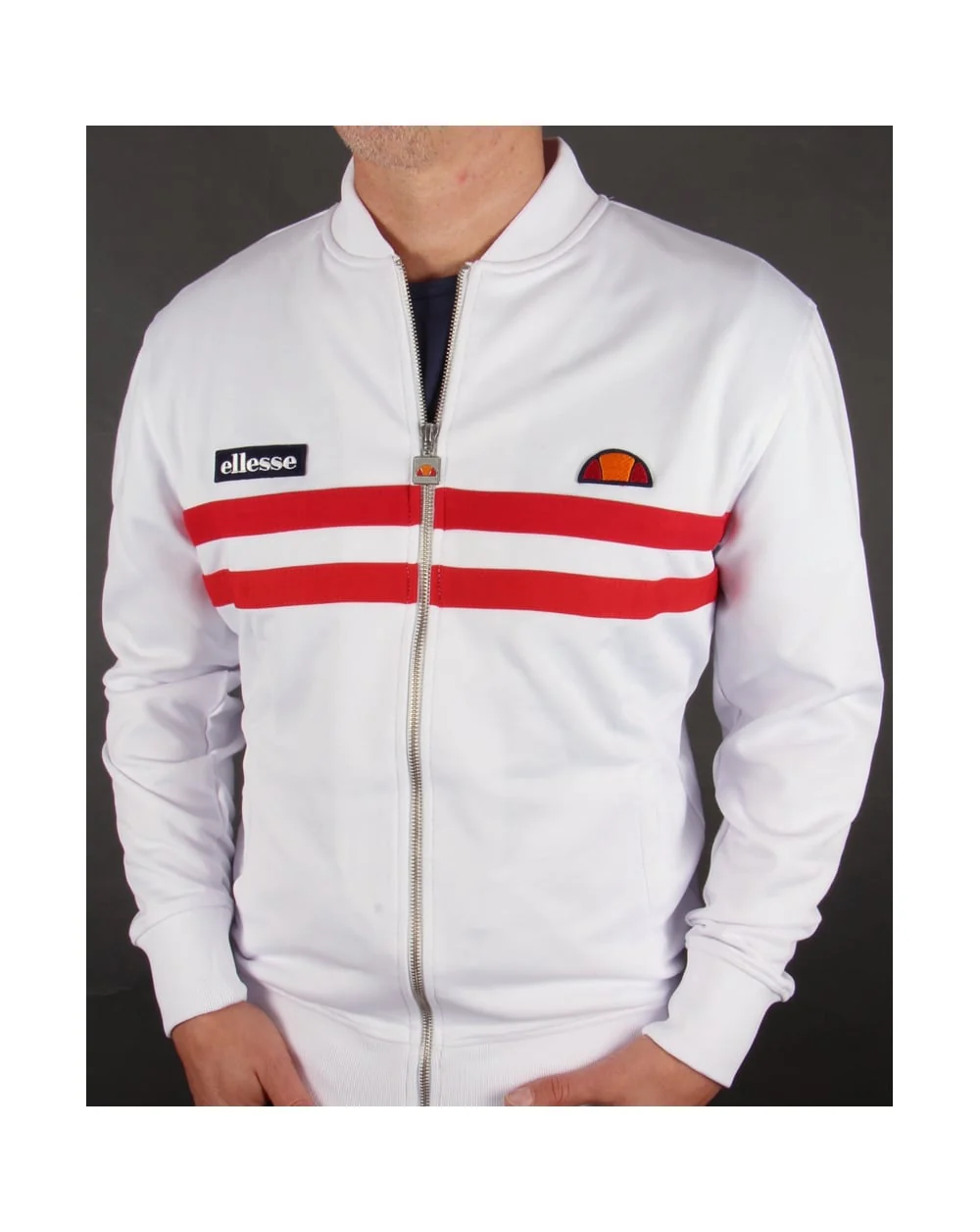Ellesse Rimini 2 Track Top White/Red - Image 3