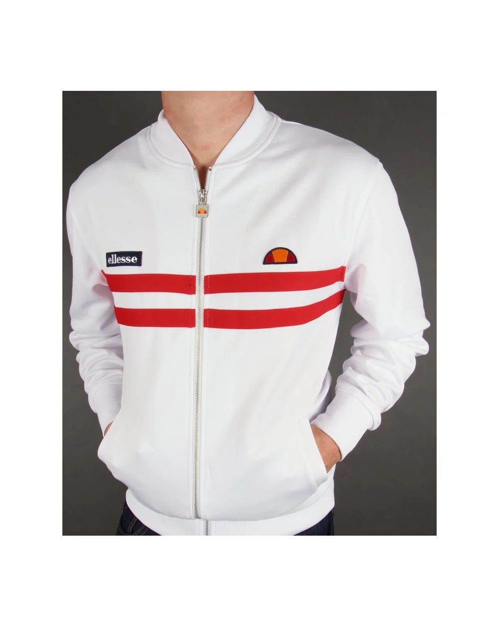 Ellesse Rimini 2 Track Top White/Red - Image 4